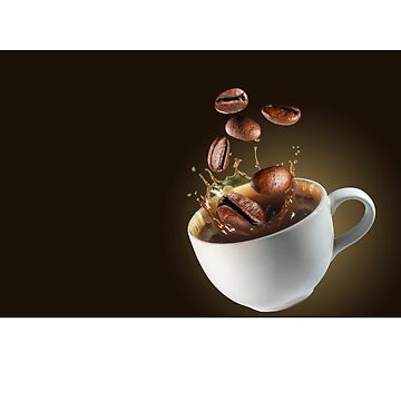 Premium Photo  Coffee beans drop on splash coffee cup background