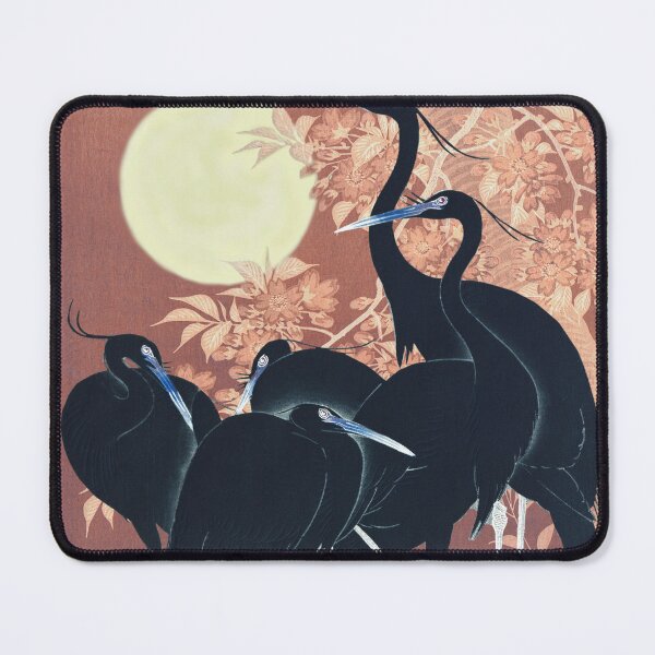 Item preview, Five Black Japanese Vintage Egrets In Full Moon Light designed and sold by TrulyEpoque.
