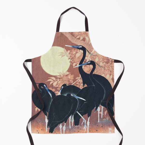 Item preview, Five Black Japanese Vintage Egrets In Full Moon Light designed and sold by TrulyEpoque.