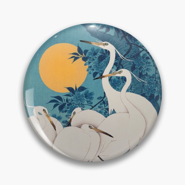 Item preview, Vintage Japanese Egret Small White Heron In Bright Moonlight designed and sold by TrulyEpoque.