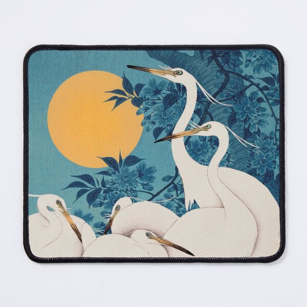 Item preview, Vintage Japanese Egret Small White Heron In Bright Moonlight designed and sold by TrulyEpoque.