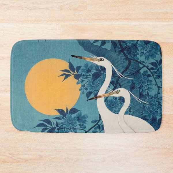 Item preview, Vintage Japanese Egret Small White Heron In Bright Moonlight designed and sold by TrulyEpoque.