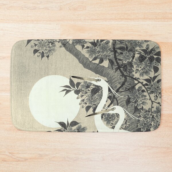 Item preview, Vintage Japanese Sepia Tone five Egrets, Small White Herons In Bright Moonlight designed and sold by TrulyEpoque.