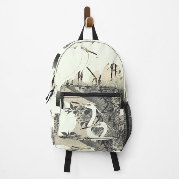 Item preview, Vintage Japanese Sepia Tone five Egrets, Small White Herons In Bright Moonlight designed and sold by TrulyEpoque.