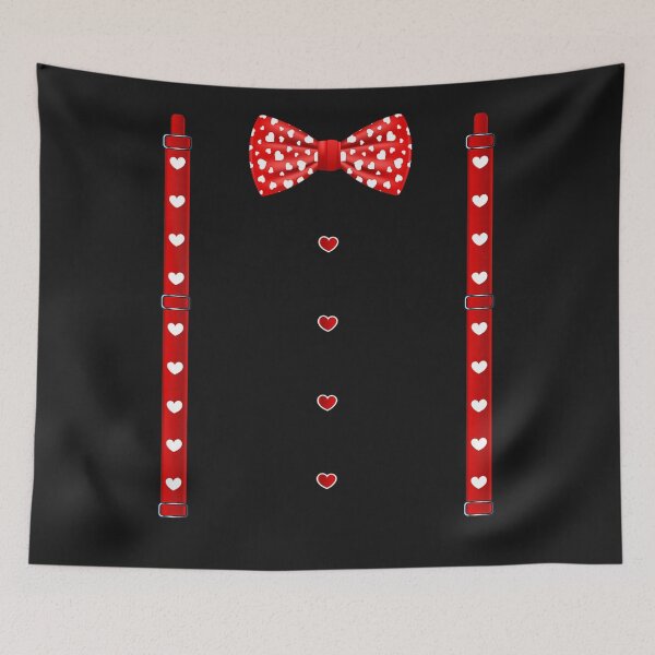Item preview, Red Hearts Bow Tie Suspenders Valentines Day Costume  designed and sold by Justice Geovanni.
