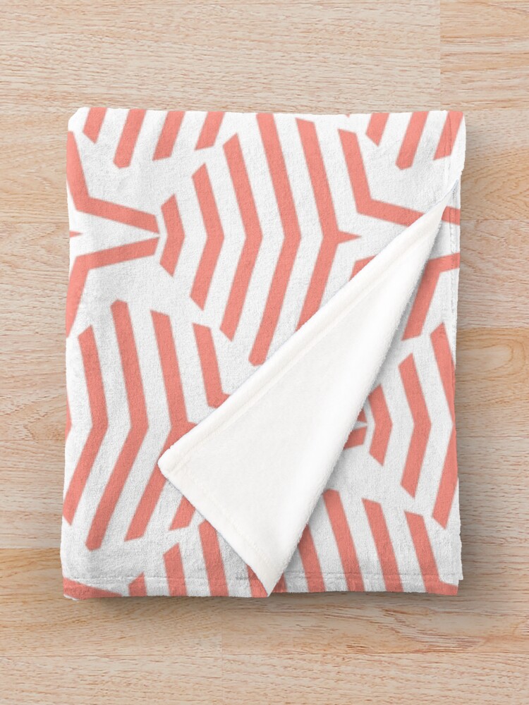 Thumbnail 3 von 6, Fleecedecke, Festive Pink and White Geometric Stripe Pattern Pairs DE 2022 Popular Color Adobe Avenue DE5137 designt und verkauft von ColorOfTheYears.