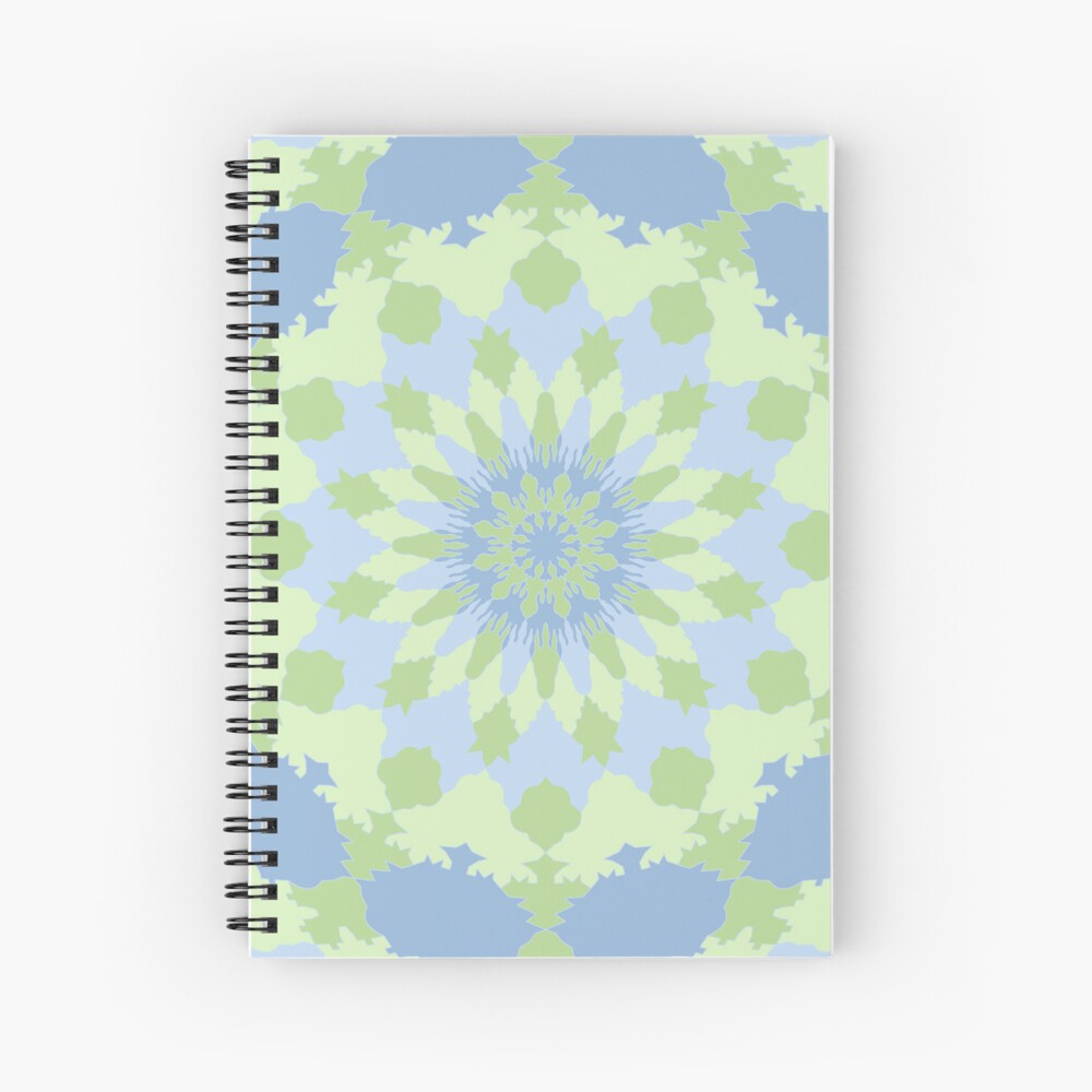 Vecnan Mandala 6, Pastel Kiwi Green and Blue Vecnan Mandala Spiral Notebook