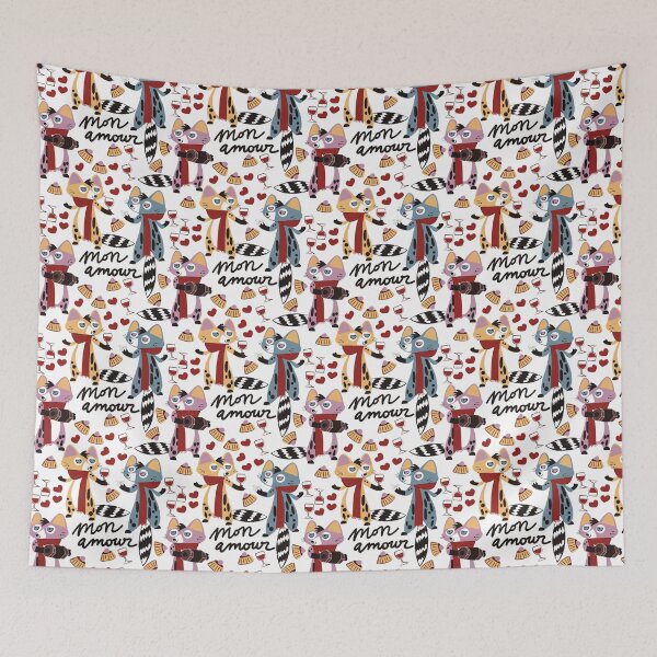 Item preview, Genet-cats in love Valentines pattern designed and sold by belettelepink.