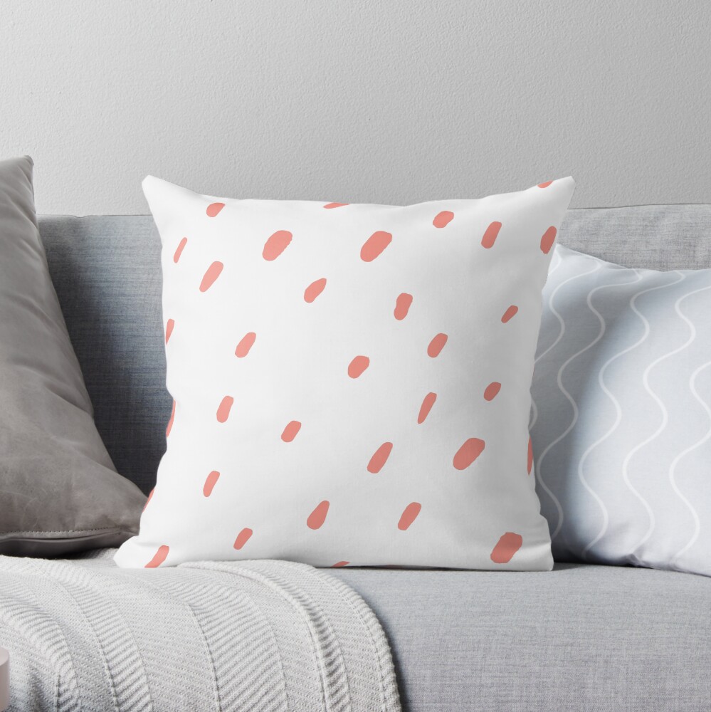 Pink and White Blot Spot Polka Dot Pattern Pairs DE 2022 Popular Color Adobe Avenue DE5137 Throw Pillow