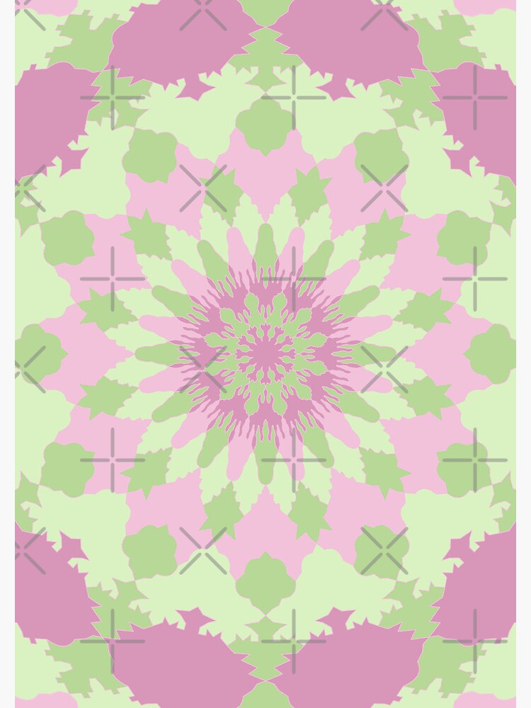 Vecnan Mandala 6, Pastel Kiwi Green and Pink Vecnan Mandala by VecnaWard