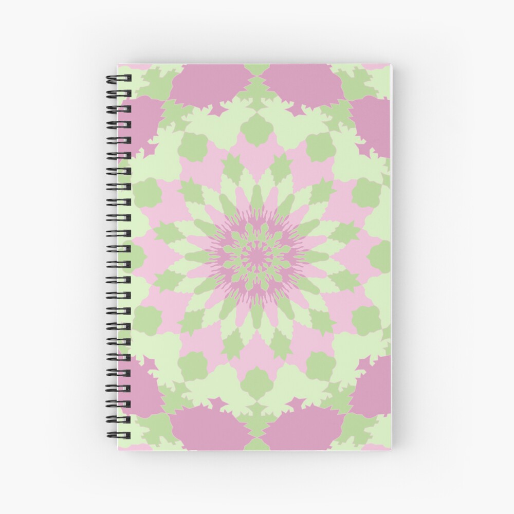 Vecnan Mandala 6, Pastel Kiwi Green and Pink Vecnan Mandala Spiral Notebook