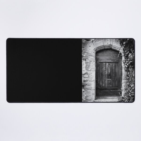 Item preview, Black and white photo of a secret mysterious old door overgrown with ivy in France designed and sold by Diana van Neck.