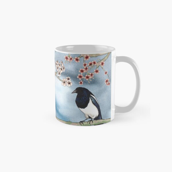 Item preview, Two Magpies Courting in the Cherry Orchard designed and sold by WildBirdArt.
