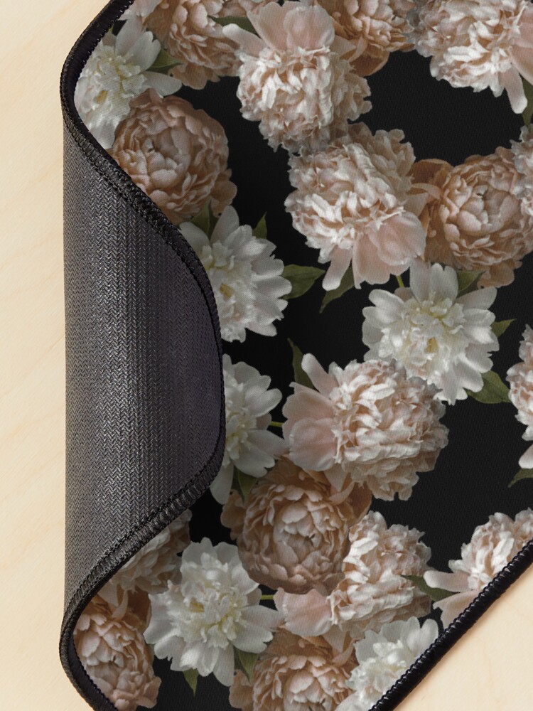Alternate view of Vintage Blush Pink Peonies on Black Mouse Pad