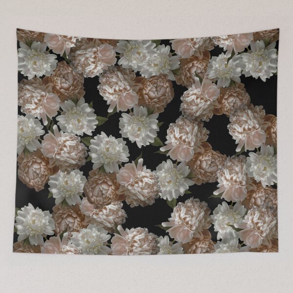 Item preview, Vintage Blush Pink Peonies on Black designed and sold by Brooke T Ryan Photographic Art.
