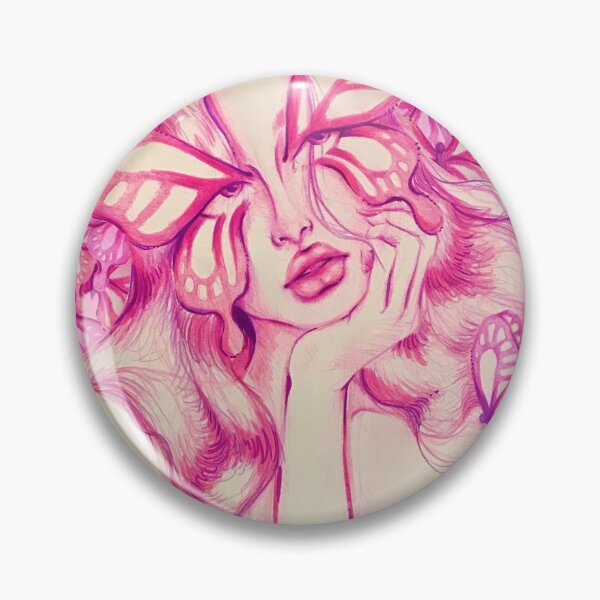 Item preview, Soft Pastel Pink Butterfly Eyes Girly Cute Aesthetic Fairy Portrait  designed and sold by rhinestonerodeo.
