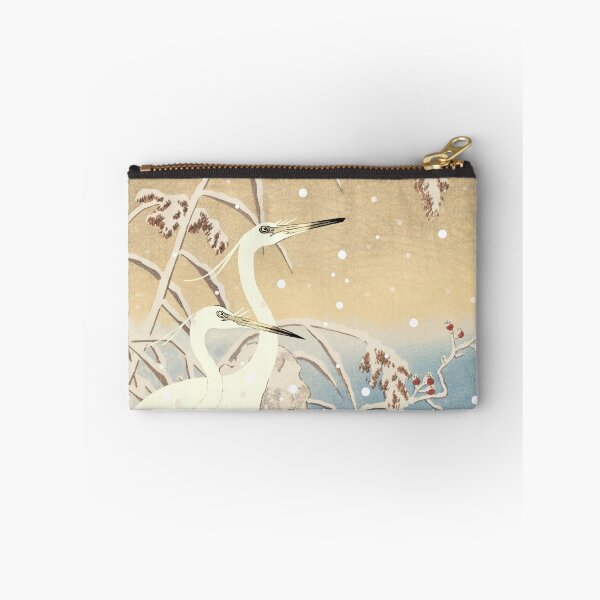 Item preview, Vintage Japanese five Egrets, Small White Herons In Snow designed and sold by TrulyEpoque.