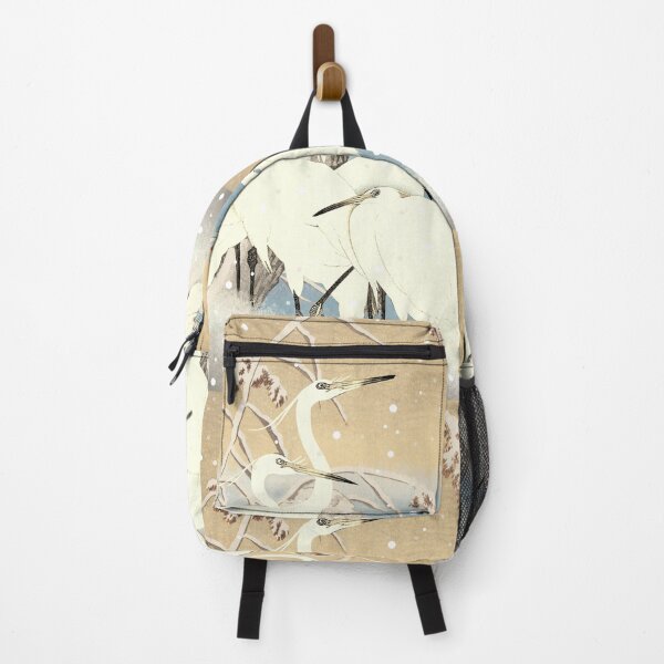 Item preview, Vintage Japanese five Egrets, Small White Herons In Snow designed and sold by TrulyEpoque.