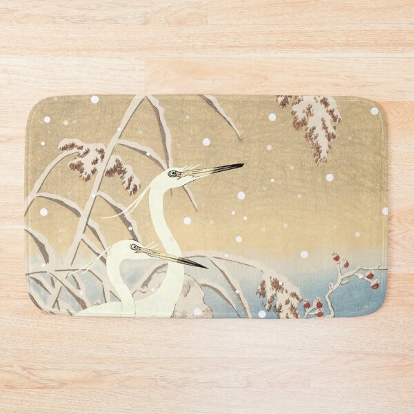 Item preview, Vintage Japanese five Egrets, Small White Herons In Snow designed and sold by TrulyEpoque.