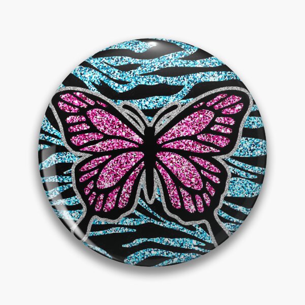 Item preview, Y2k early 2000s aqua blue glitter zebra print butterfly  designed and sold by rhinestonerodeo.