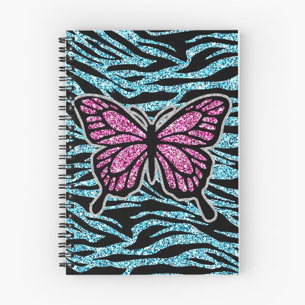 Item preview, Y2k early 2000s aqua blue glitter zebra print butterfly  designed and sold by rhinestonerodeo.