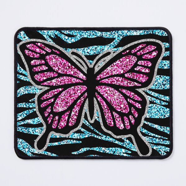 Item preview, Y2k early 2000s aqua blue glitter zebra print butterfly  designed and sold by rhinestonerodeo.
