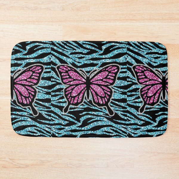 Item preview, Y2k early 2000s aqua blue glitter zebra print butterfly  designed and sold by rhinestonerodeo.