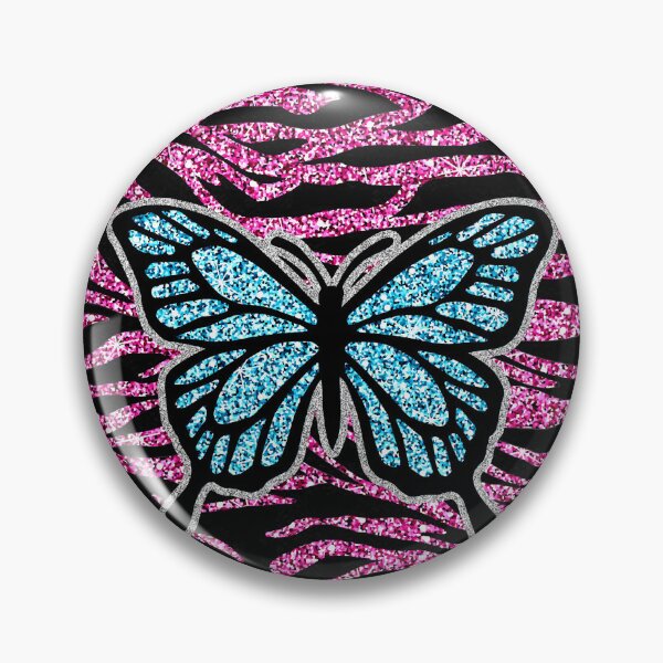 Item preview, y2k early 2000s hot pink glitter zebra print butterfly  designed and sold by rhinestonerodeo.