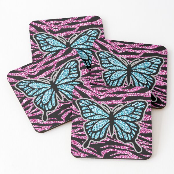 Item preview, y2k early 2000s hot pink glitter zebra print butterfly  designed and sold by rhinestonerodeo.