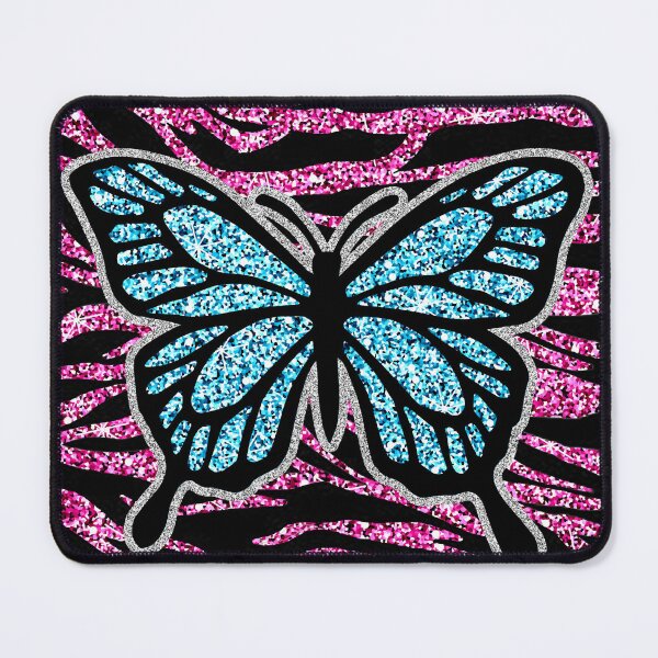 Item preview, y2k early 2000s hot pink glitter zebra print butterfly  designed and sold by rhinestonerodeo.