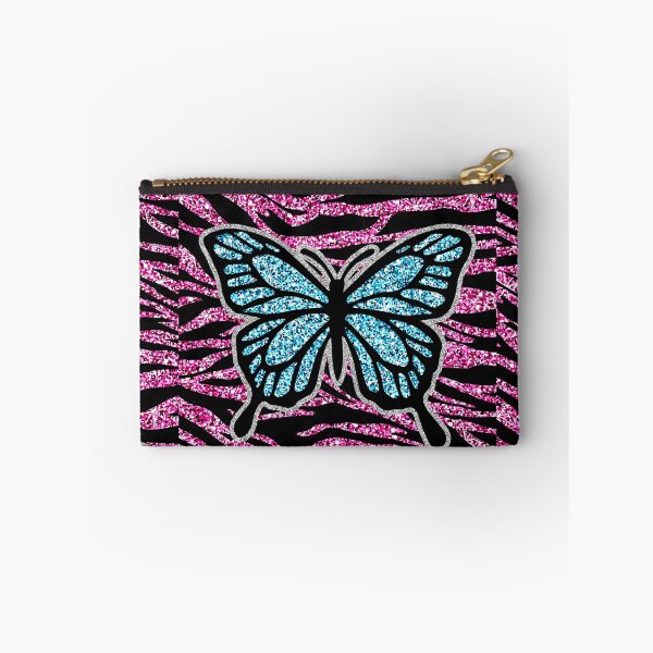 Item preview, y2k early 2000s hot pink glitter zebra print butterfly  designed and sold by rhinestonerodeo.