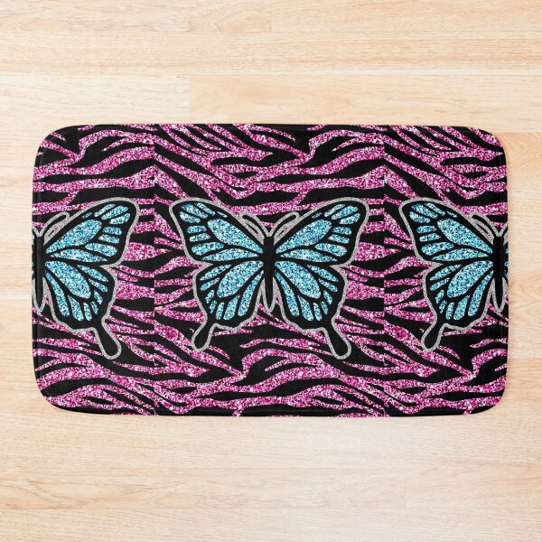 Item preview, y2k early 2000s hot pink glitter zebra print butterfly  designed and sold by rhinestonerodeo.