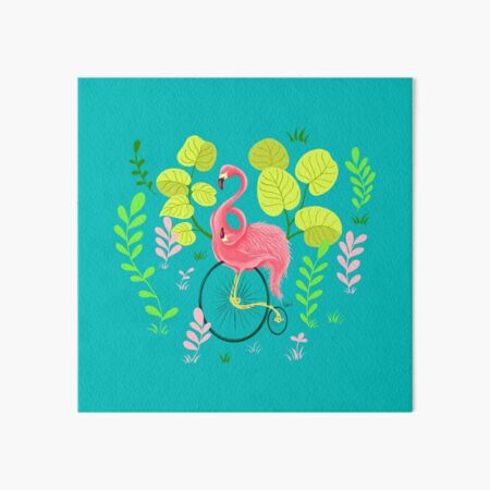 Flamingo Bike Art Board Print