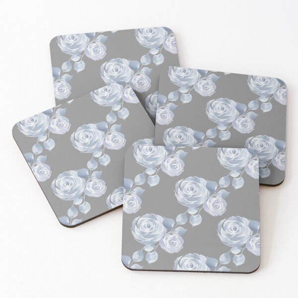 Item preview, Sterling Blue Watercolor Roses (Grey) designed and sold by HildegunStudio.