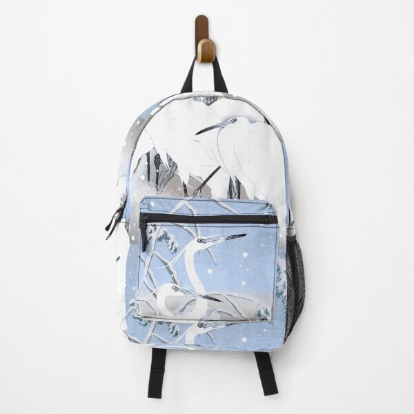 Item preview, Beautiful Cute Vintage Japanese Pastel Blue five Egrets, Small White Herons In Snow designed and sold by TrulyEpoque.