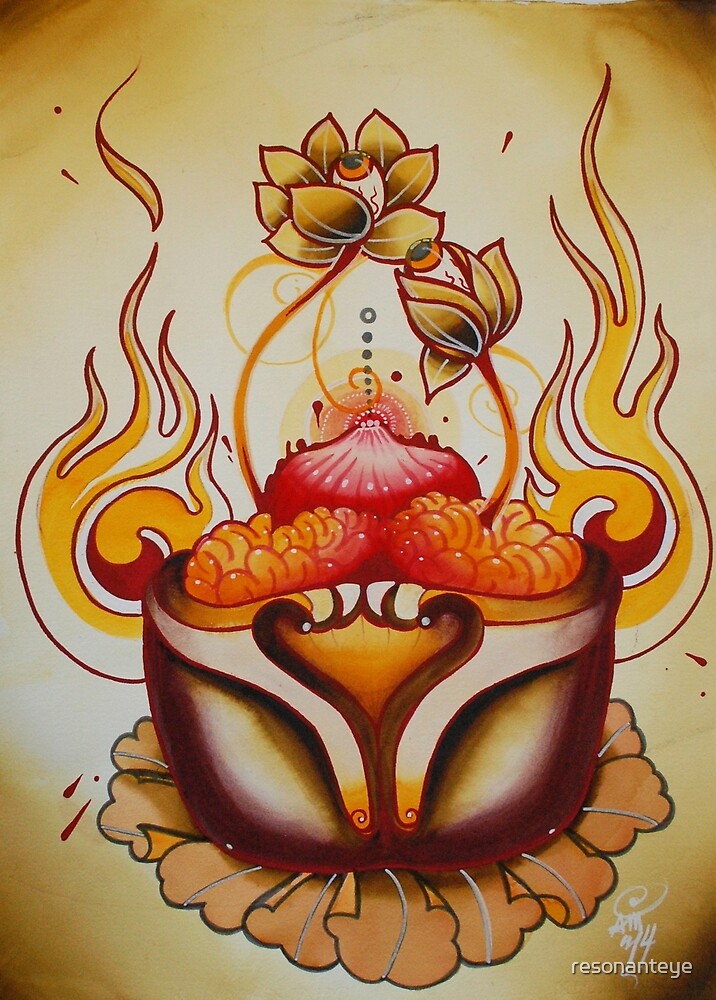 tibetan brainpan lotus scroll by resonanteye