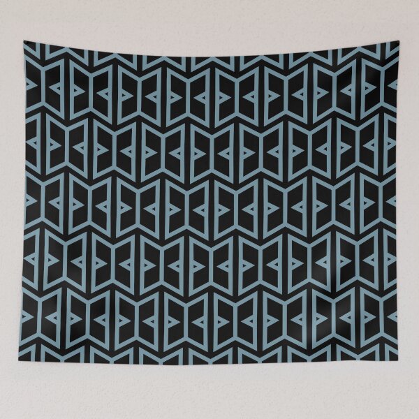 Item preview, Black and Blue Modern Art Deco Shape Pattern Pairs DE 2022 Popular Color Smoky Blue DET570 designed and sold by ColorOfTheYears.