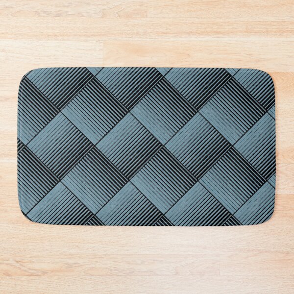 Item preview, Black and Blue Square Mosaic Stripe Pattern Pairs DE 2022 Popular Color Smoky Blue DET570 designed and sold by ColorOfTheYears.