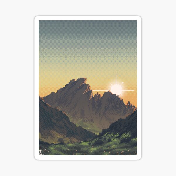 Pixel Mountain Art Sticker