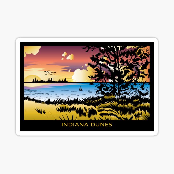 Dynamic Skyline Indiana Dunes Poster Sticker