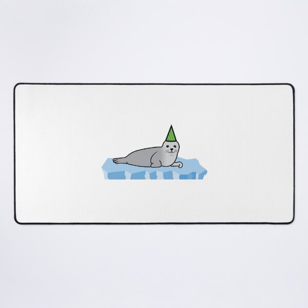 Item preview, Harp seal with party hat on ice designed and sold by Idyllio.