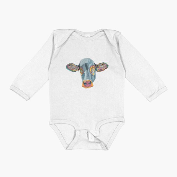Cute Cow - Don't eat me ... by Giselle Long Sleeve Baby One-Piece