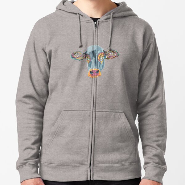 Cute Cow - Don't eat me ... by Giselle Zipped Hoodie