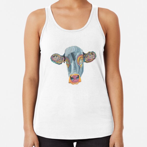 Cute Cow - Don't eat me ... by Giselle Racerback Tank Top