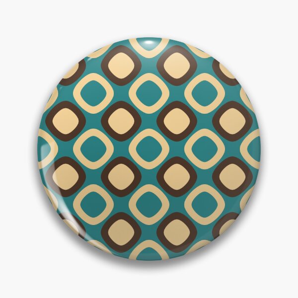 Item preview, Retro Mid Century Mod Squares Geometric Design In Blue, Brown and Cream designed and sold by lovevisionkarma.