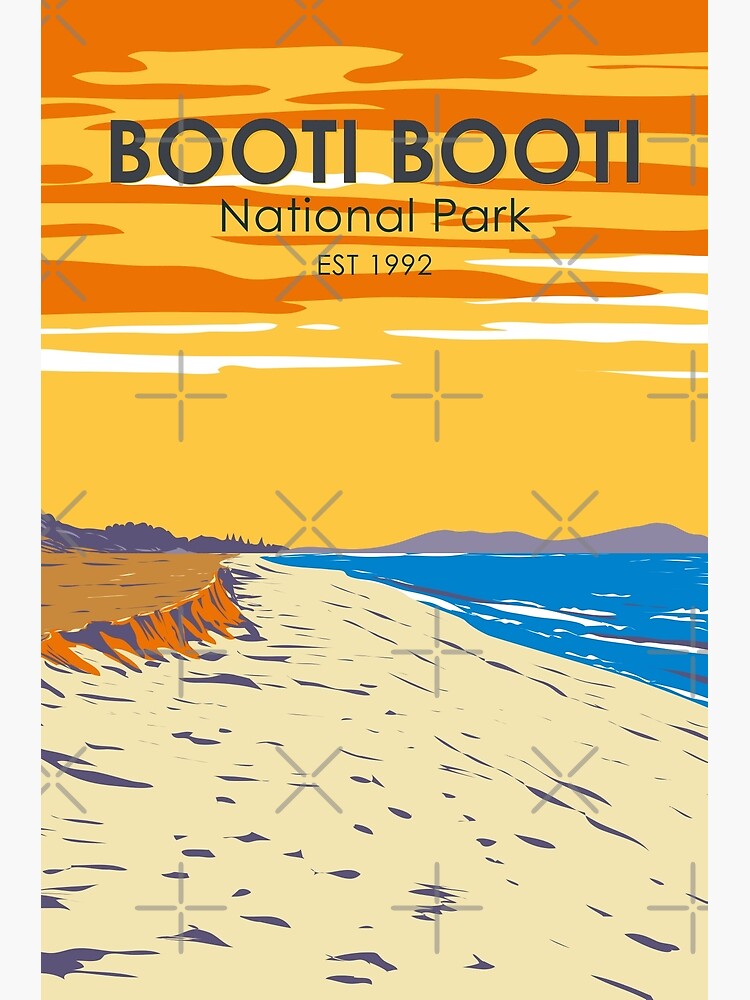 Thumbnail 3 of 3, Poster, Booti Booti National Park Australia Vintage designed and sold by KrisSidDesigns.
