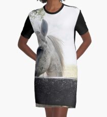 White Horse Graphic T-Shirt Dress