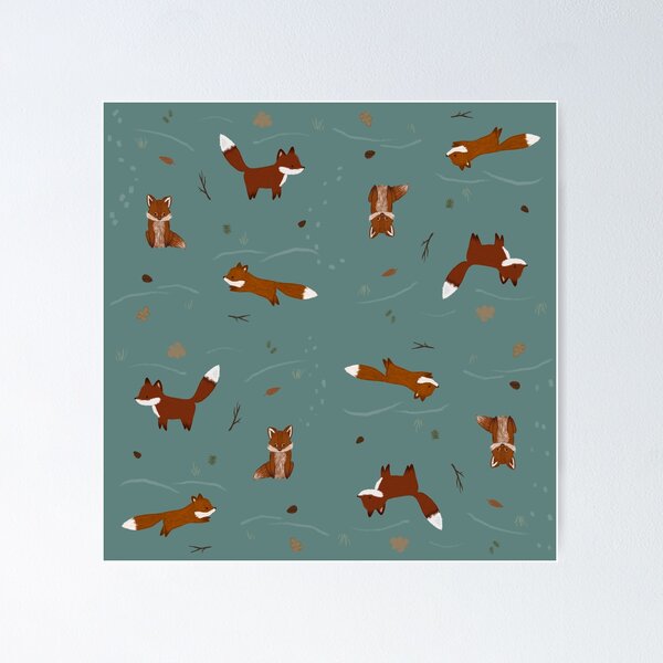 Item preview, Winter Foxes in Teal designed and sold by JessieFroese.