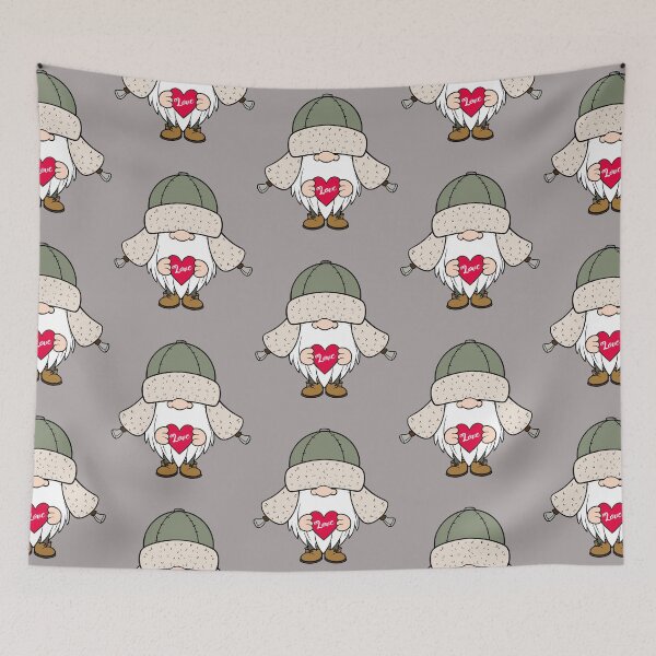 Item preview, Cute Gnome Valentine Love, Tomte Gnome with Trapper Hat designed and sold by Itaya Art.