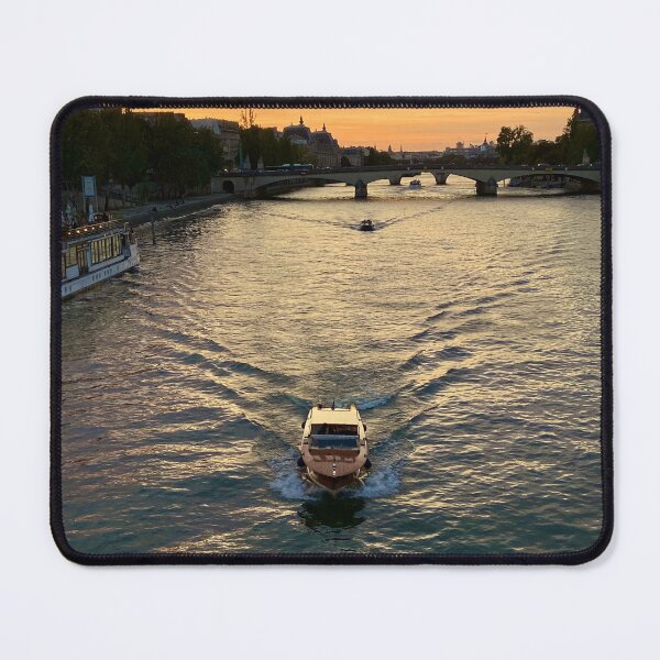 Item preview, Boat navigating the Seine river at sunset designed and sold by Travel Planet.